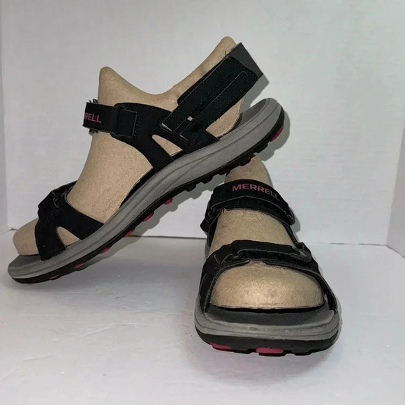 BQ30 Merrell Cedrus Convertible Hiking Sport Sandals Black Rose Red - Picture 3 of 7
